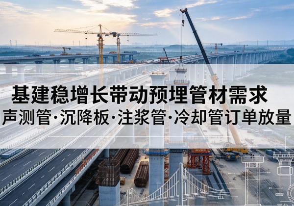 紫金基建稳增长带动预埋监测管材需求，声测管、沉降板、注浆管订单持续放量